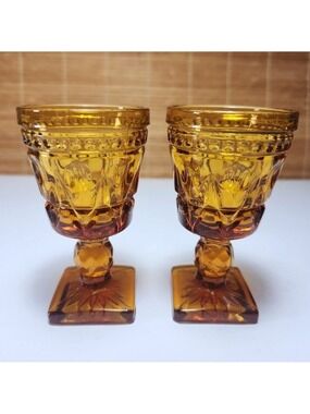Vintage Amber Aperitif Glasses – Set of 2